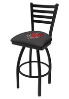 Officially Licensed L014 - Black Wrinkle Tau Kappa Epsilon (TKE)  Swivel Bar Stool with Ladder Style Back